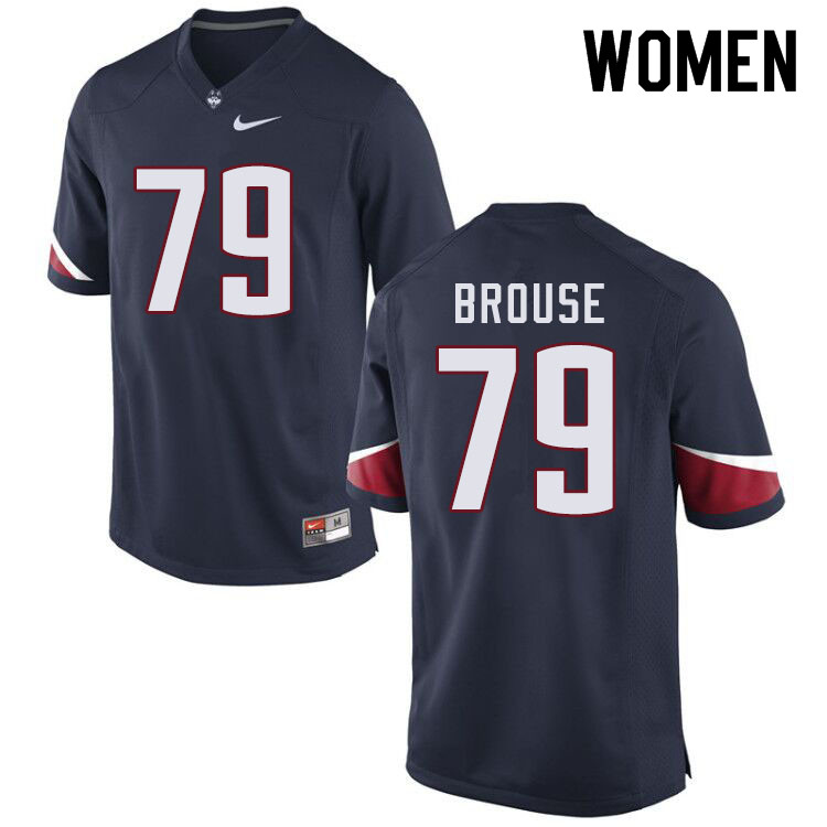 Women #79 Noel Brouse Uconn Huskies College Football Jerseys Sale-Navy